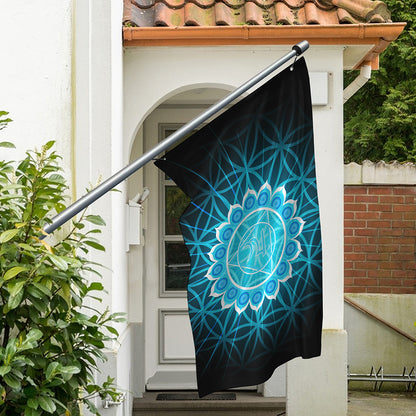 Vishuddha Chakra Spiritual Print Polyester Flag