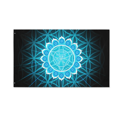 Vishuddha Chakra Spiritual Print Polyester Flag
