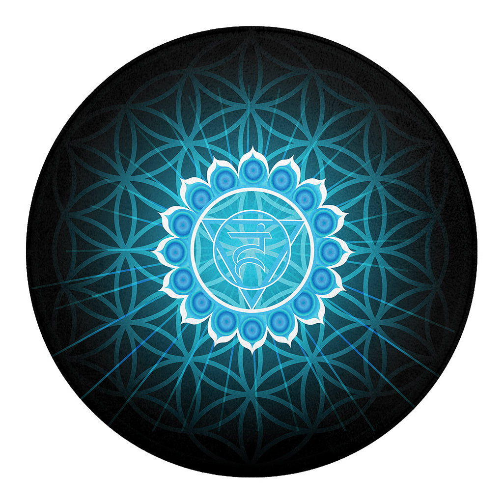 Vishuddha Chakra Spiritual Print Round Blanket