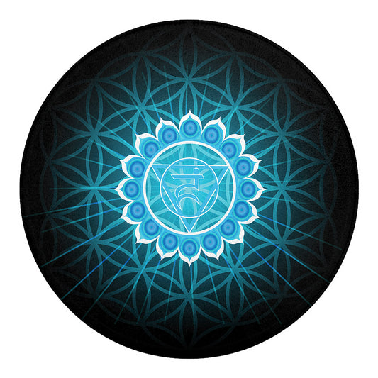 Vishuddha Chakra Spiritual Print Round Blanket