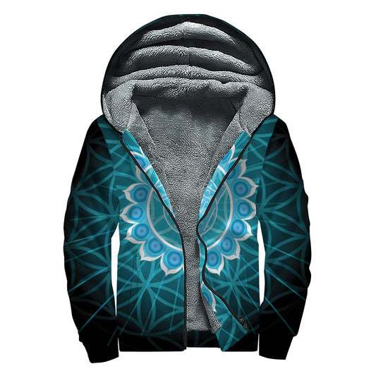Vishuddha Chakra Spiritual Print Sherpa Lined Zip Up Hoodie