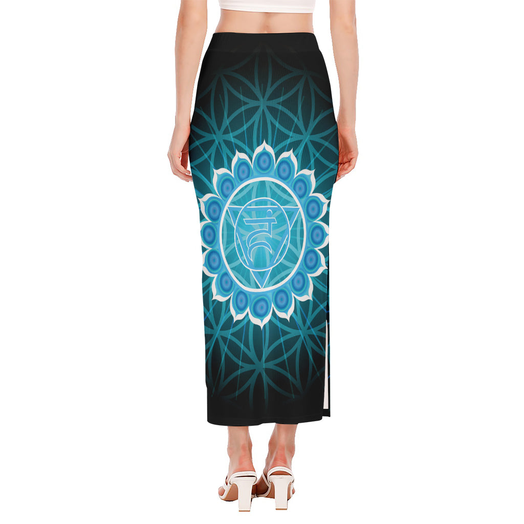 Vishuddha Chakra Spiritual Print Side Slit Maxi Skirt