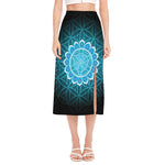 Vishuddha Chakra Spiritual Print Side Slit Midi Skirt