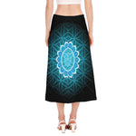 Vishuddha Chakra Spiritual Print Side Slit Midi Skirt