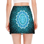 Vishuddha Chakra Spiritual Print Side Slit Mini Skirt