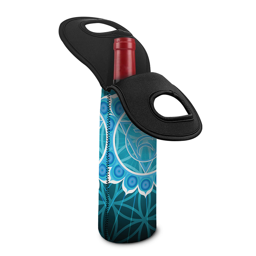 Vishuddha Chakra Spiritual Print Single Neoprene Wine Tote