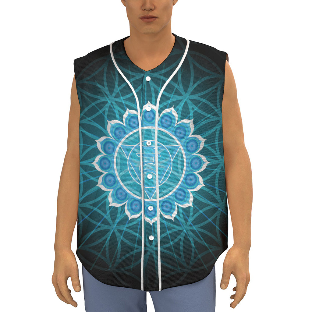 Vishuddha Chakra Spiritual Print Sleeveless Baseball Jersey