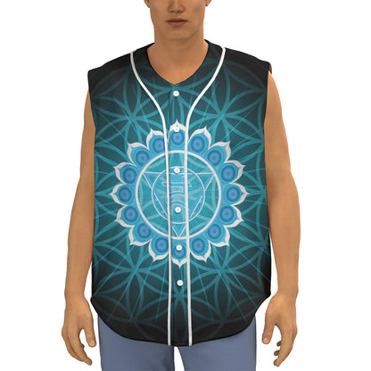 Vishuddha Chakra Spiritual Print Sleeveless Baseball Jersey