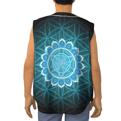 Vishuddha Chakra Spiritual Print Sleeveless Baseball Jersey