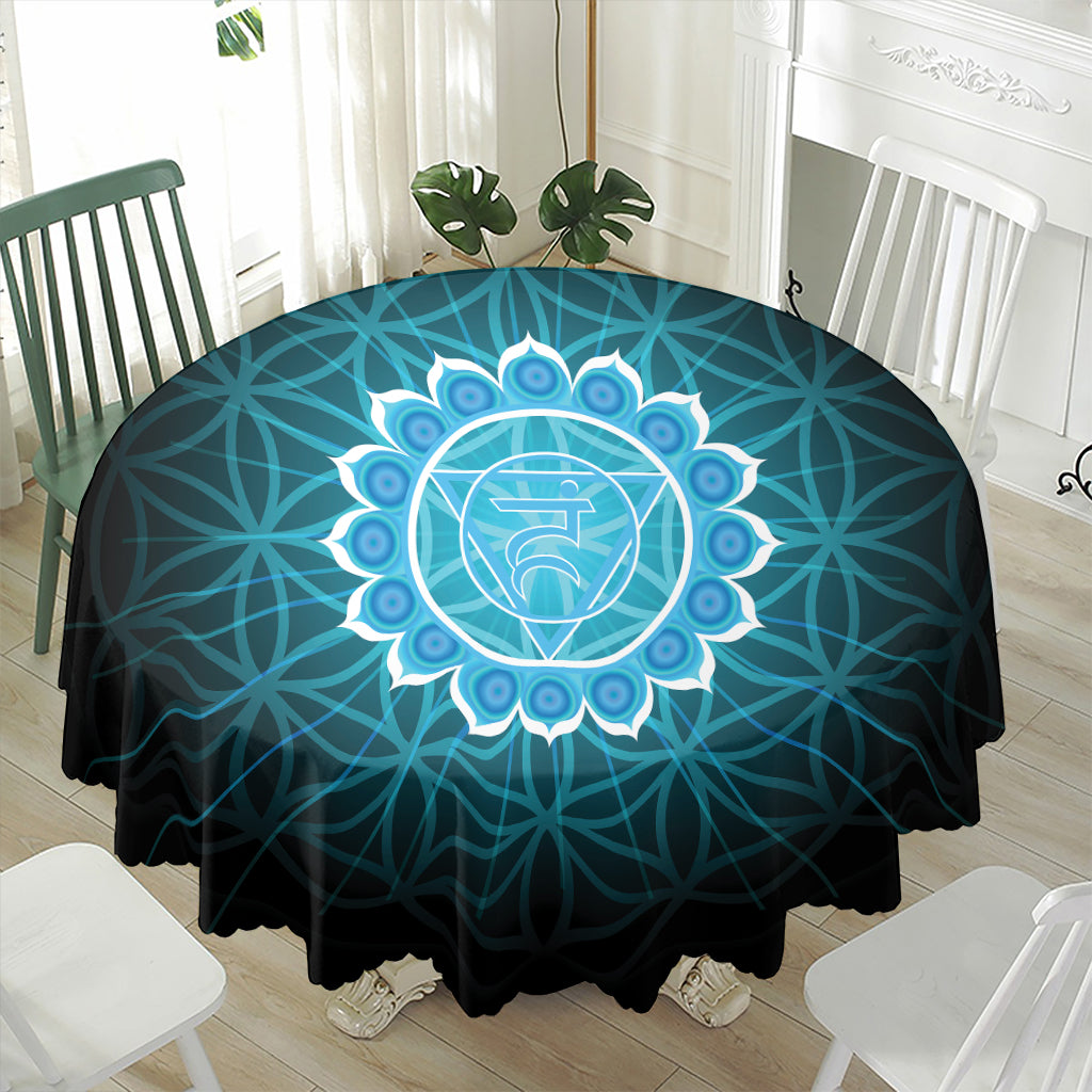 Vishuddha Chakra Spiritual Print Waterproof Round Tablecloth