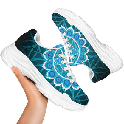 Vishuddha Chakra Spiritual Print White Chunky Shoes
