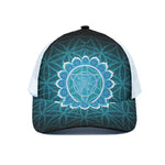 Vishuddha Chakra Spiritual Print White Mesh Trucker Cap