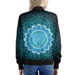 Vishuddha Chakra Spiritual Print Women's Bomber Jacket