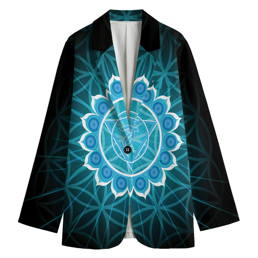 Vishuddha Chakra Spiritual Print Women's Cotton Blazer