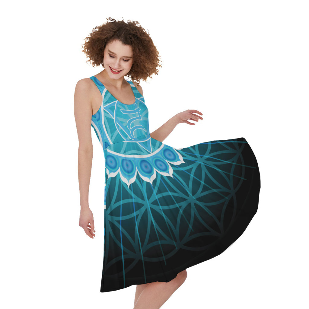 Vishuddha Chakra Spiritual Print Women's Sleeveless Dress