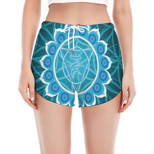 Vishuddha Chakra Spiritual Print Women's Split Running Shorts