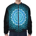 Vishuddha Chakra Spiritual Print Zip Sleeve Bomber Jacket