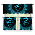 Vishuddha Chakra Symbol Print 3 Piece Kitchen Curtains