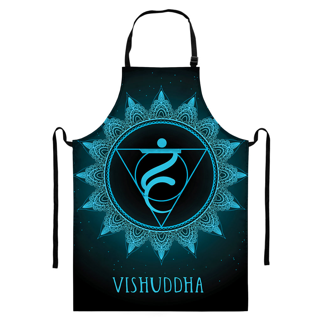 Vishuddha Chakra Symbol Print Bib Apron With Pocket