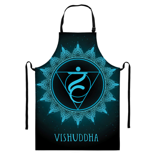 Vishuddha Chakra Symbol Print Bib Apron With Pocket