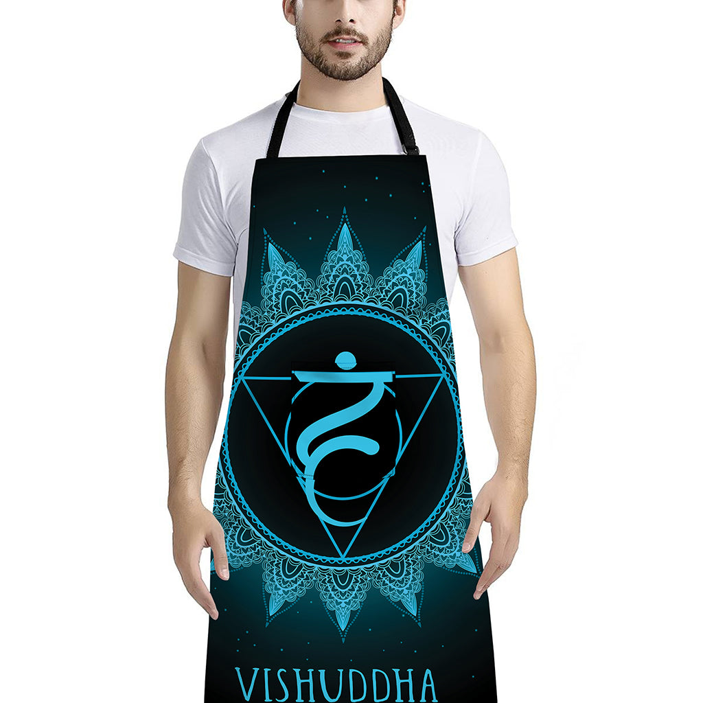Vishuddha Chakra Symbol Print Bib Apron With Pocket