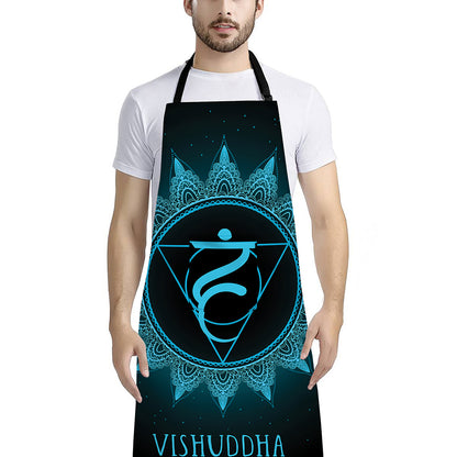 Vishuddha Chakra Symbol Print Bib Apron With Pocket