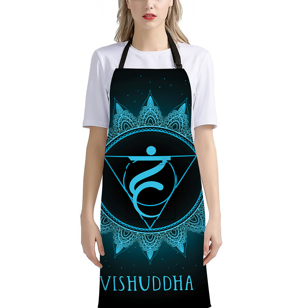 Vishuddha Chakra Symbol Print Bib Apron With Pocket