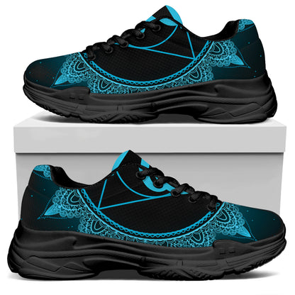 Vishuddha Chakra Symbol Print Black Chunky Shoes