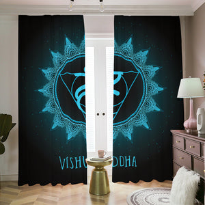 Vishuddha Chakra Symbol Print Blackout Pencil Pleat Curtains