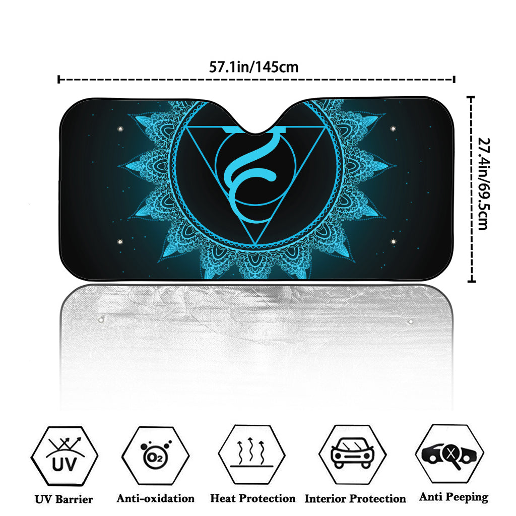Vishuddha Chakra Symbol Print Car Windshield Sun Shade