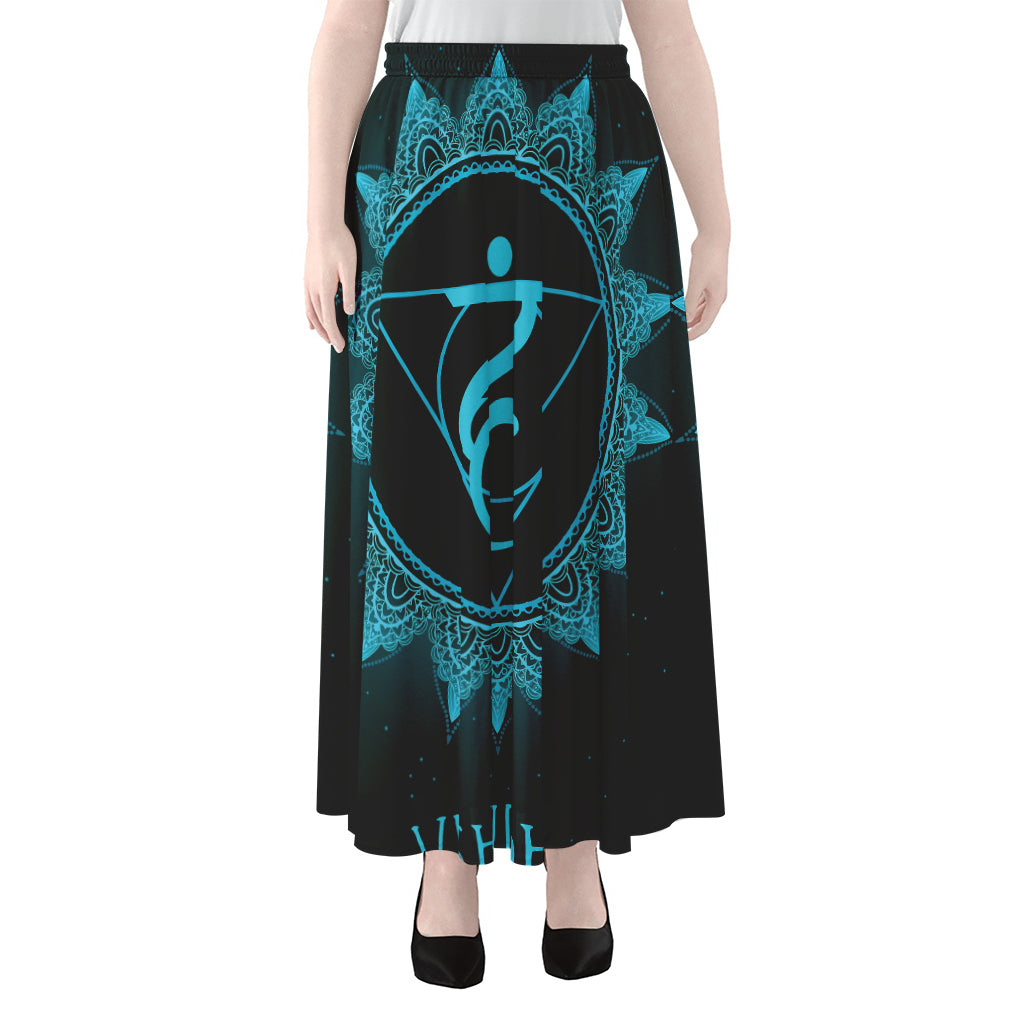 Vishuddha Chakra Symbol Print Chiffon Maxi Skirt