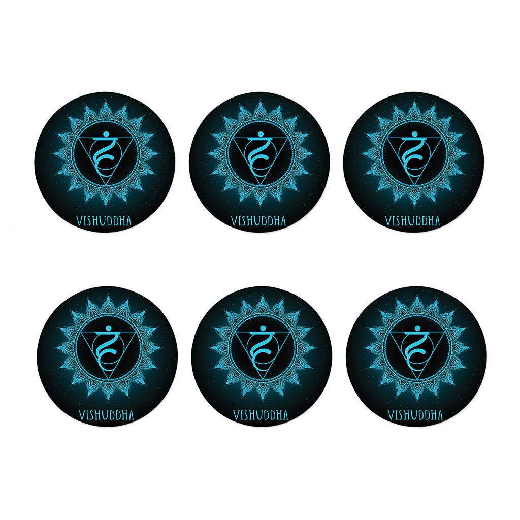 Vishuddha Chakra Symbol Print Coaster Set