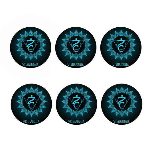 Vishuddha Chakra Symbol Print Coaster Set
