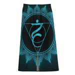Vishuddha Chakra Symbol Print Cotton Front Slit Maxi Skirt