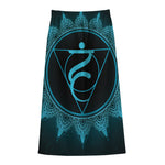 Vishuddha Chakra Symbol Print Cotton Front Slit Maxi Skirt
