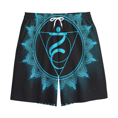 Vishuddha Chakra Symbol Print Cotton Shorts