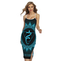 Vishuddha Chakra Symbol Print Cross Back Cami Dress