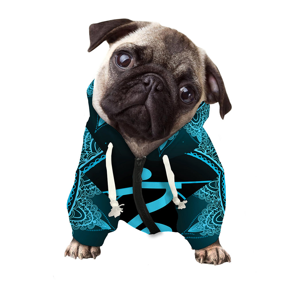 Vishuddha Chakra Symbol Print Dog Zip Up Hoodie