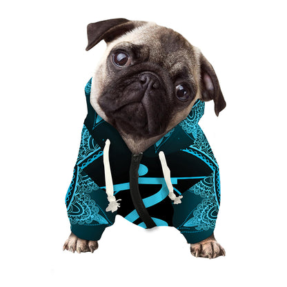 Vishuddha Chakra Symbol Print Dog Zip Up Hoodie