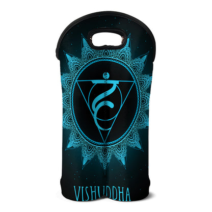 Vishuddha Chakra Symbol Print Double Neoprene Wine Tote