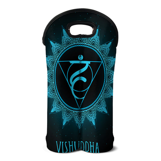 Vishuddha Chakra Symbol Print Double Neoprene Wine Tote