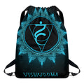Vishuddha Chakra Symbol Print Drawstring Backpack