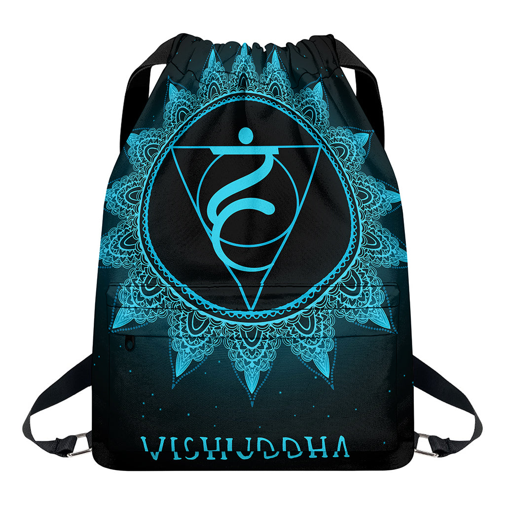 Vishuddha Chakra Symbol Print Drawstring Backpack