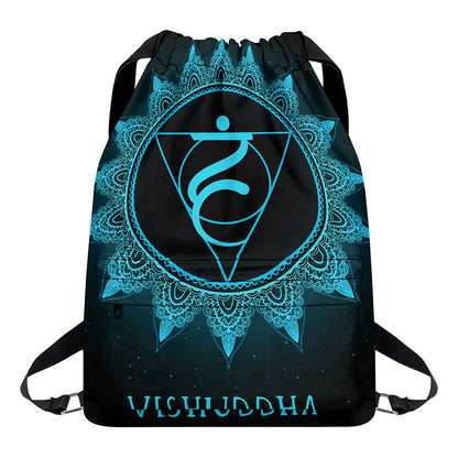 Vishuddha Chakra Symbol Print Drawstring Backpack