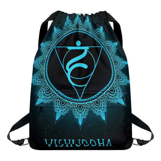 Vishuddha Chakra Symbol Print Drawstring Backpack