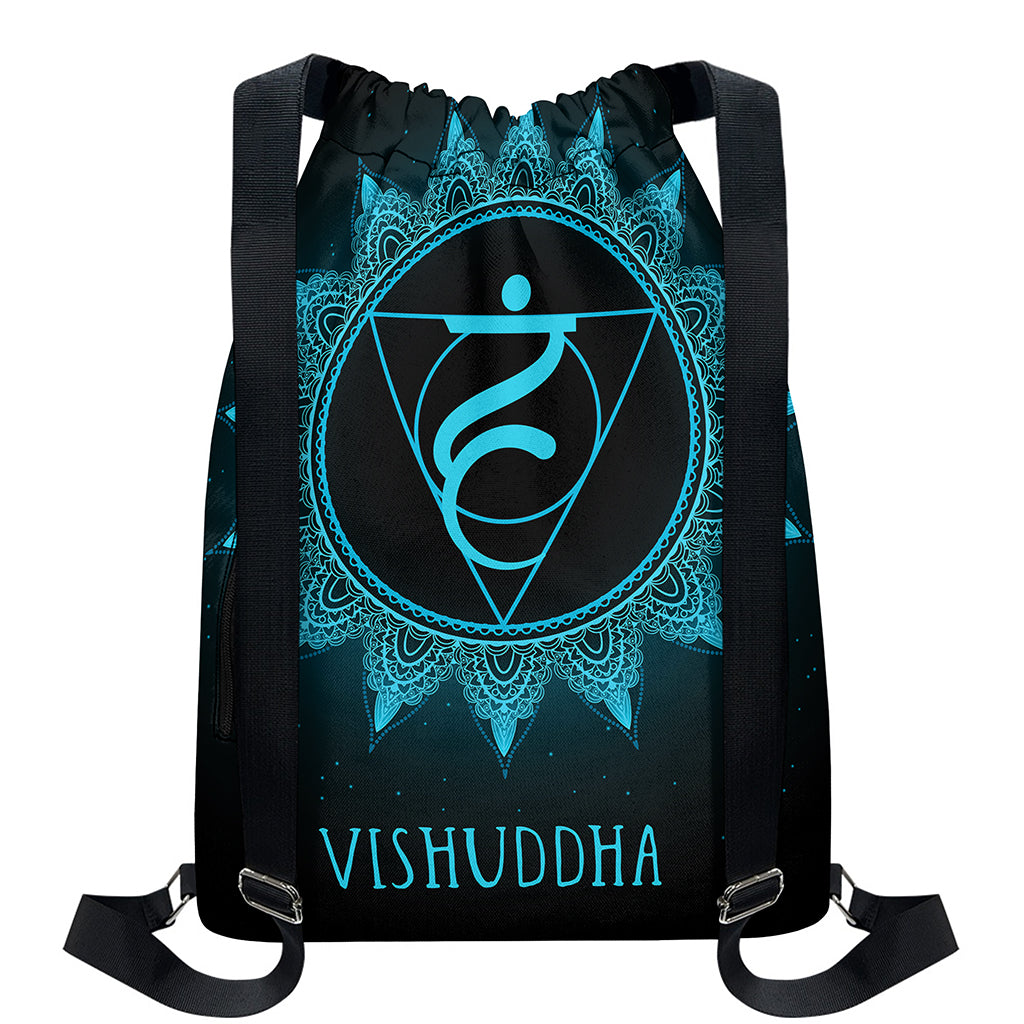 Vishuddha Chakra Symbol Print Drawstring Backpack
