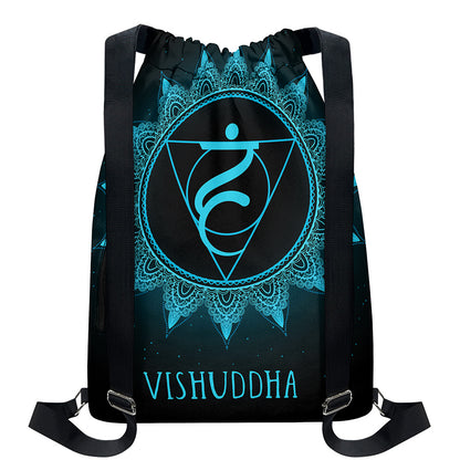 Vishuddha Chakra Symbol Print Drawstring Backpack