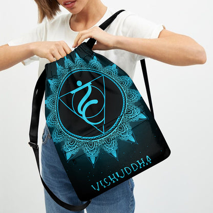 Vishuddha Chakra Symbol Print Drawstring Backpack