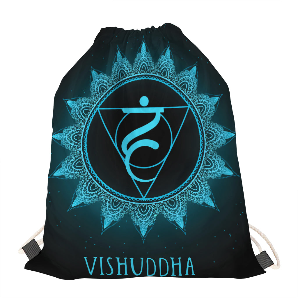 Vishuddha Chakra Symbol Print Drawstring Bag