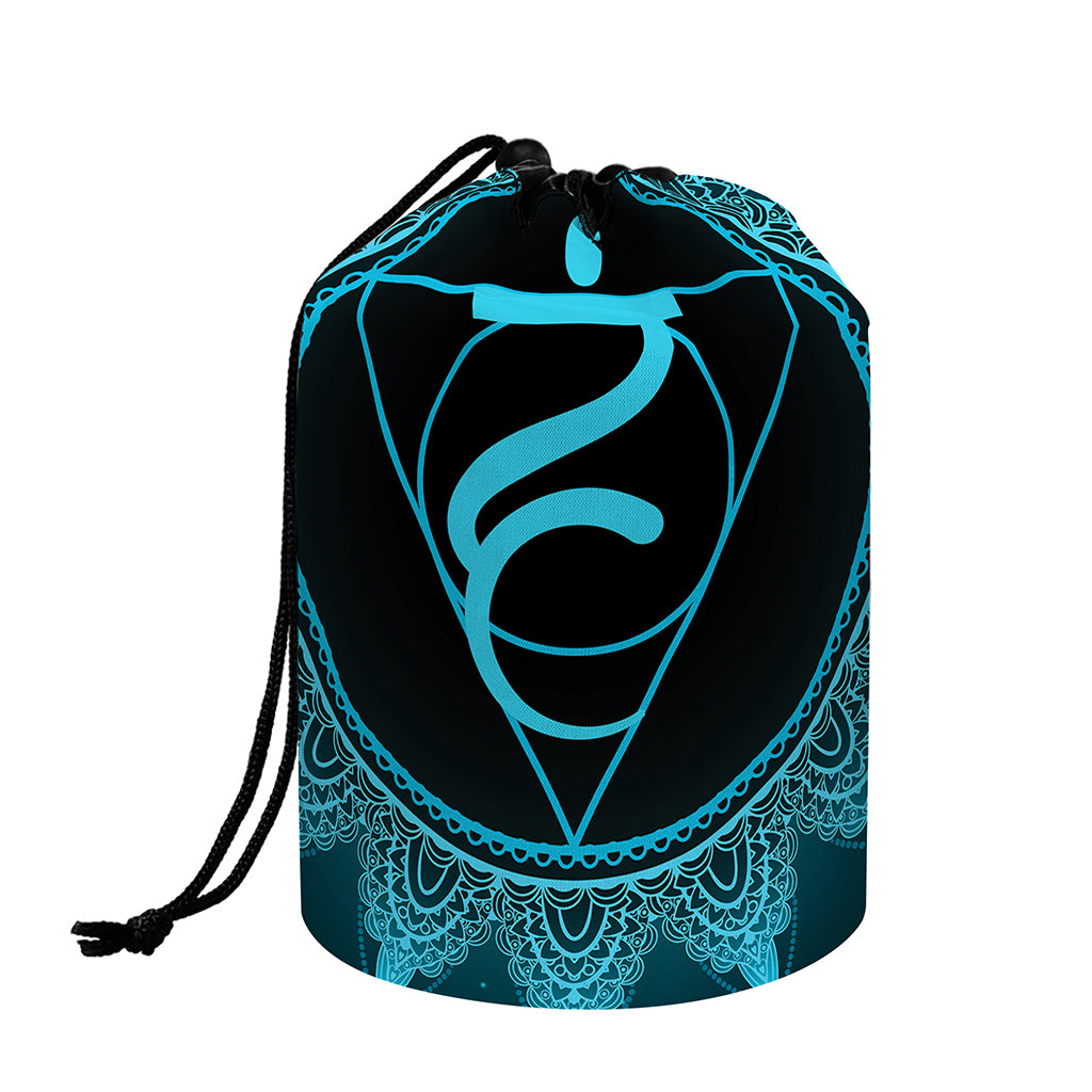Vishuddha Chakra Symbol Print Drawstring Makeup Bag